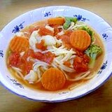 洋風野菜ミックスでトマトスープスパ